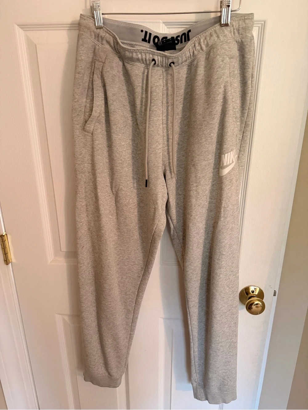 Nike Light Gray Men's Jogger Sweatpants with White Logo